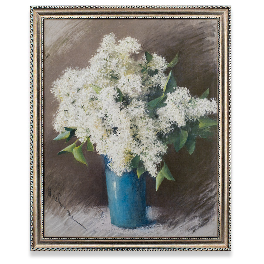 Белая сирень. 1895 И.И. Левитан.  Репродукция в раме