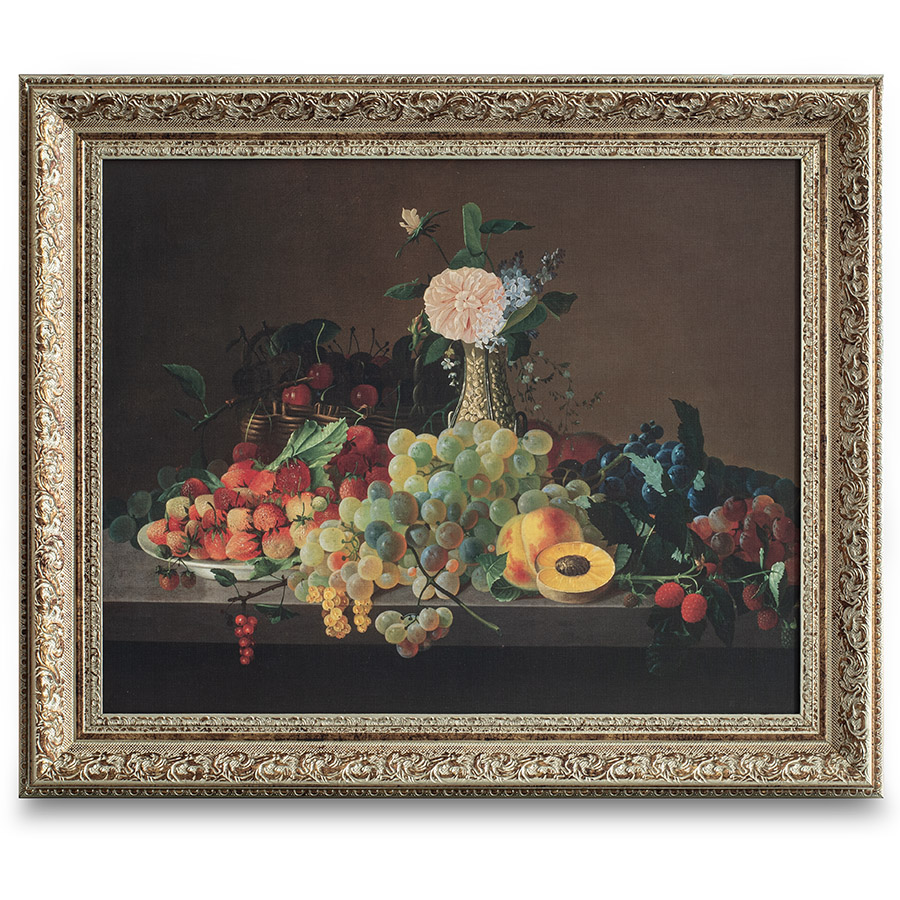 Фрукты и цветы.1850. И.Ф. Хруцкий. Репродукция в раме